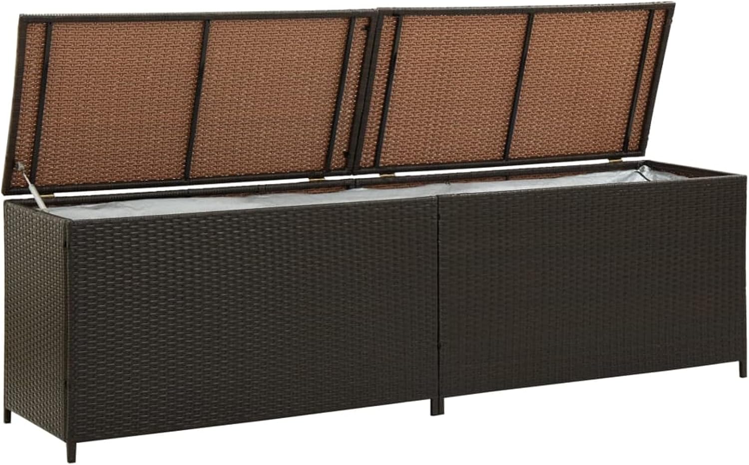 Festnight Baule da Esterno, Cassapanca Contenitore da Esterno, Baule da Giardino in Polyrattan 200x50x60 cm Nero