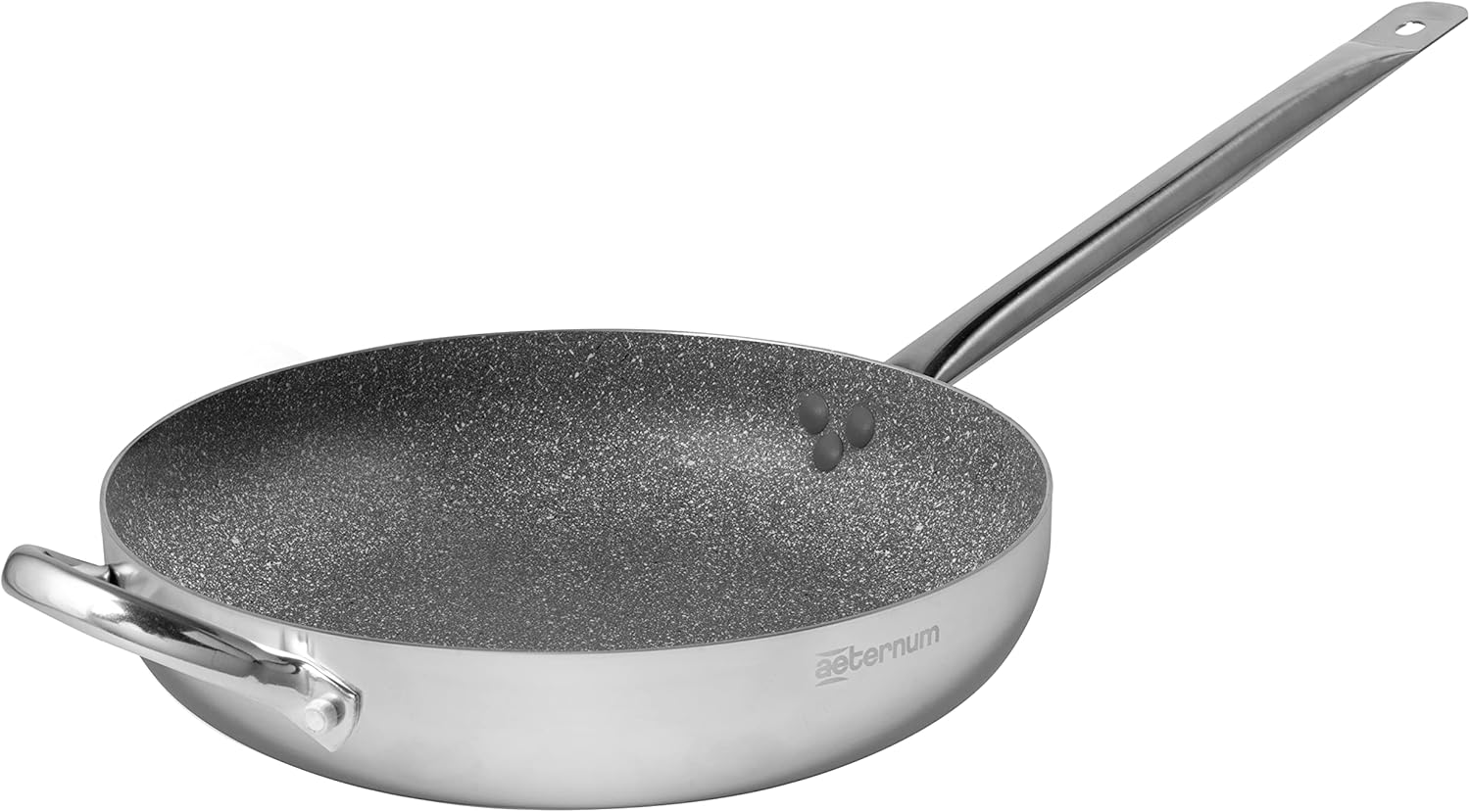 Aeternum, Large Family, Large Size, Non-Stick Frying Pan, Suitable for Induction, Diameter 40 cm, Aluminium, Silver