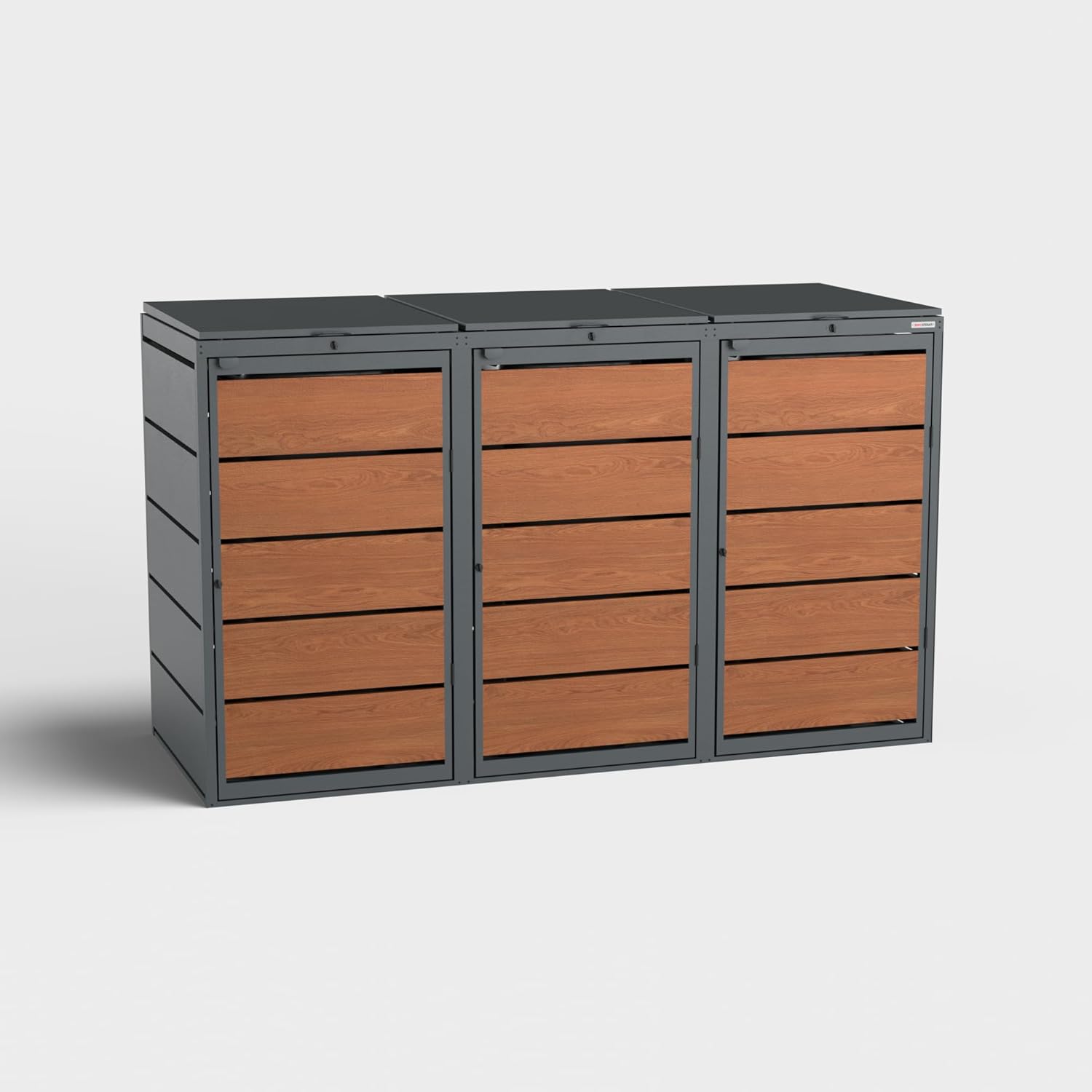 BIO Stefan Dagobert - Set di 3 scatole per bidoni della spazzatura da 240 litri, in acciaio zincato, robusto rivestimento per bidoni della spazzatura, utilizzabile come scatola per la spazzatura, in