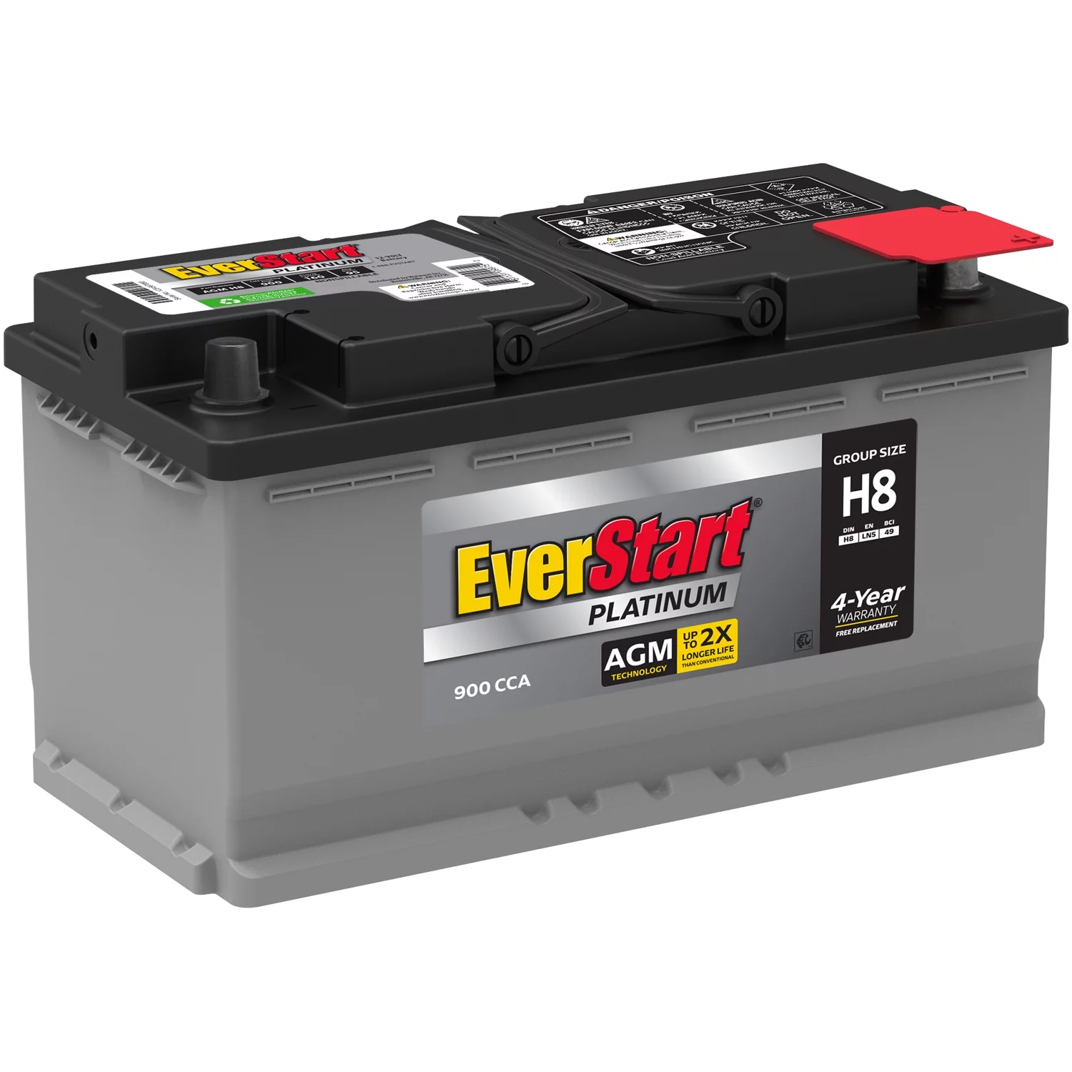 Batteria AGM EverStart Platinum BOXED, gruppo H8 / LN5 / 49 12 Volt, 900 CCA - MadeInUSA
