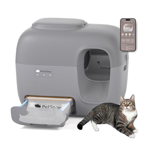 PetSnowy Lettiera autopulente per gatti con sistema di controllo degli odori TiO2, controllo app, confezione automatica per gatti di grandi dimensioni e famiglie multiple 1,5 9 kg, capacità massima di : Amazon.it: Prodotti per animali domestici