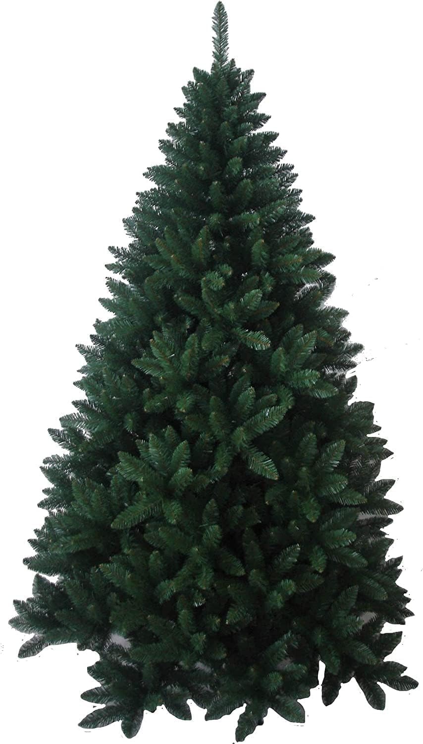 Albero di Natale Classico Verde Super Folto Rami ad ombrello Realistico Artificiale con base in metallo (Altezza 210 cm - 1560 Rami)