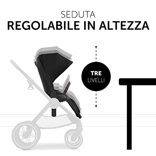 hauck Passeggino 2in1 Walk N Care Air Set   Culla Neonato con Ruote ad Aria, Seduta Reversibile e Reclinabile   Altezza Regolabile   Fino a 25kg   Nero : Prima infanzia
