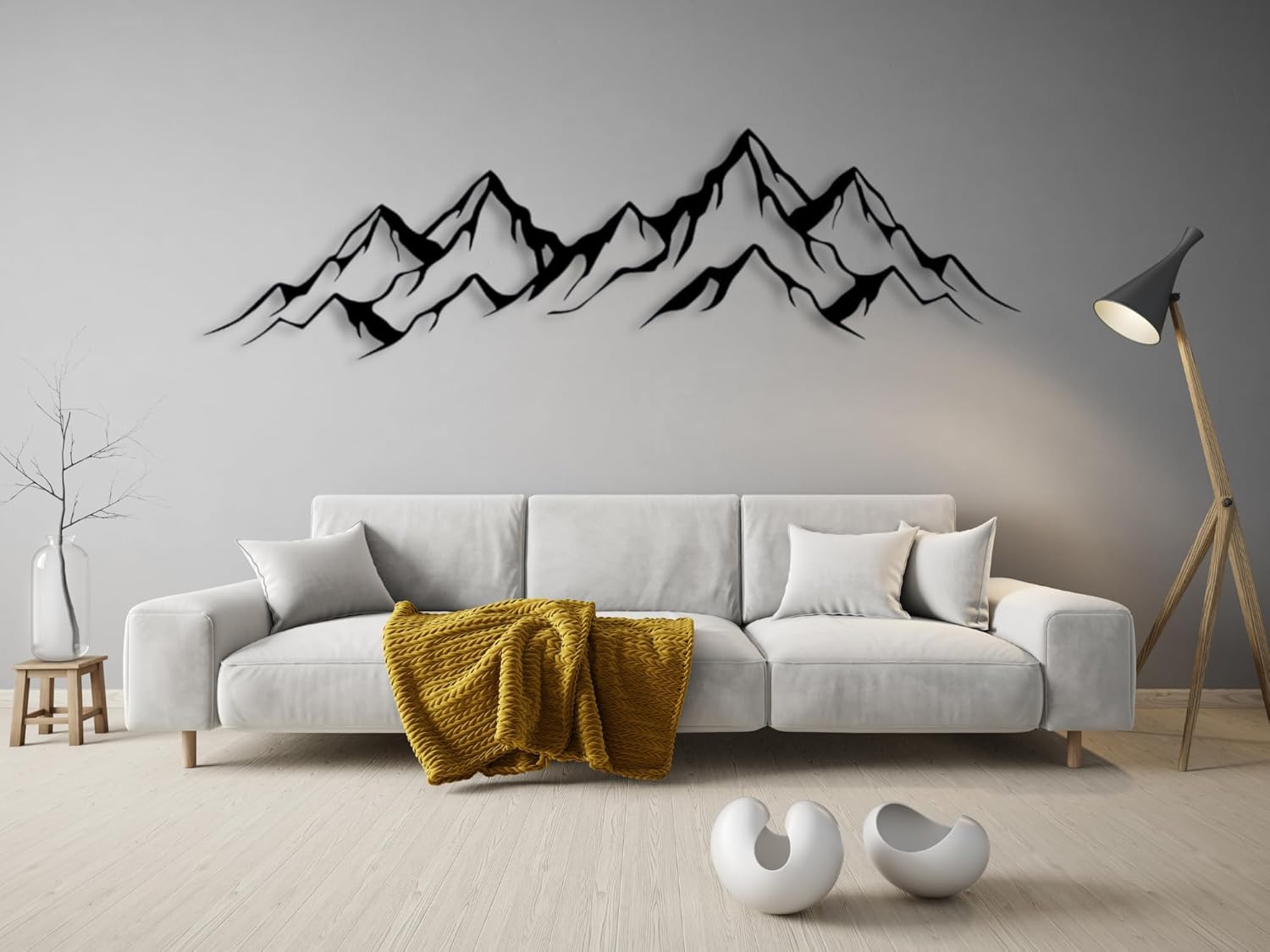 VAILLA Montagne Decorazione in legno, murale in legno, decorazione da parete in nero oro, immagini 3D, decorazione da parete per casa, ufficio, camera da letto, soggiorno (Montagne 12)
