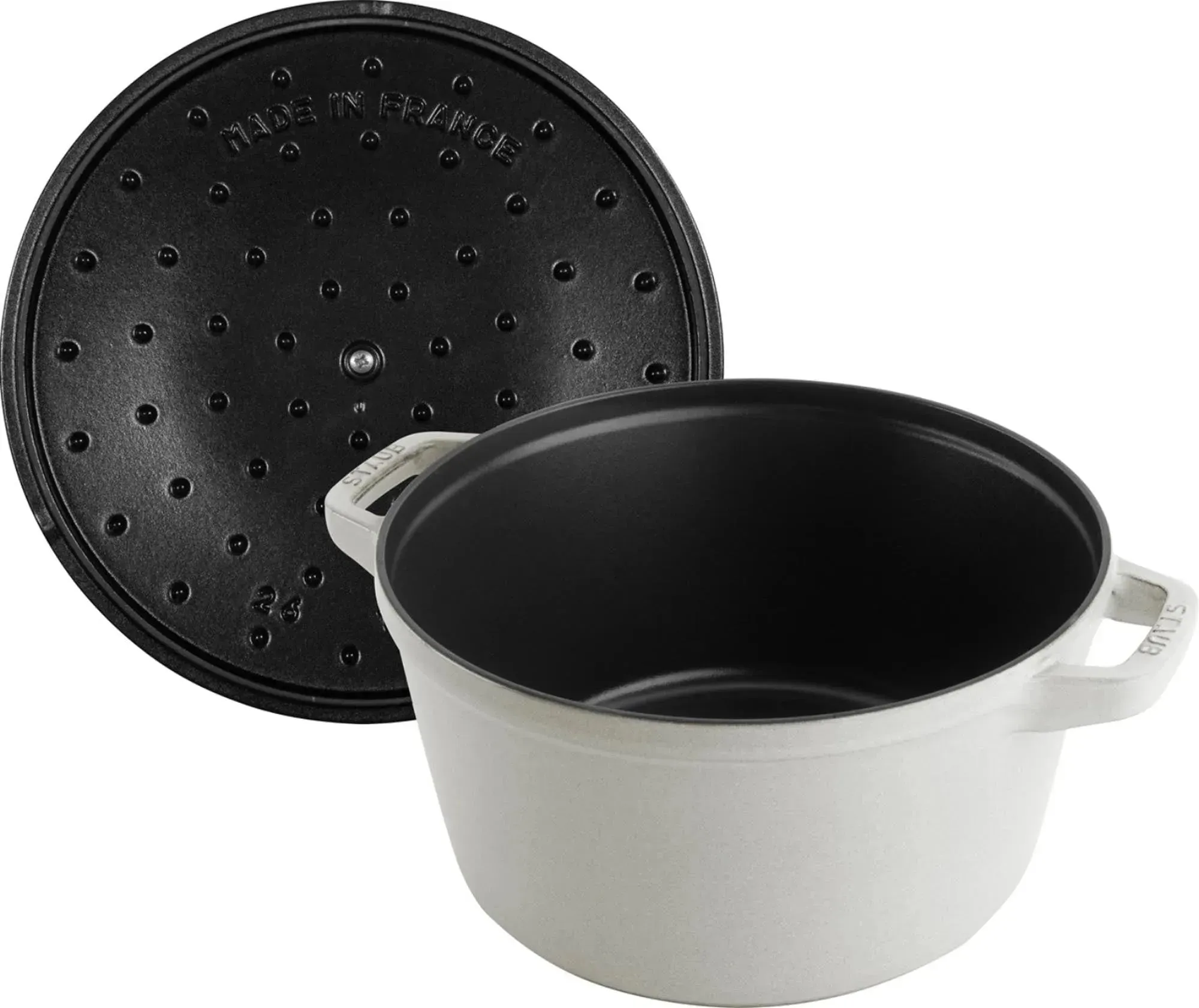 Set di 4 Cocotte, 24 cm, rotonde, Tartufo Bianco, impilabili