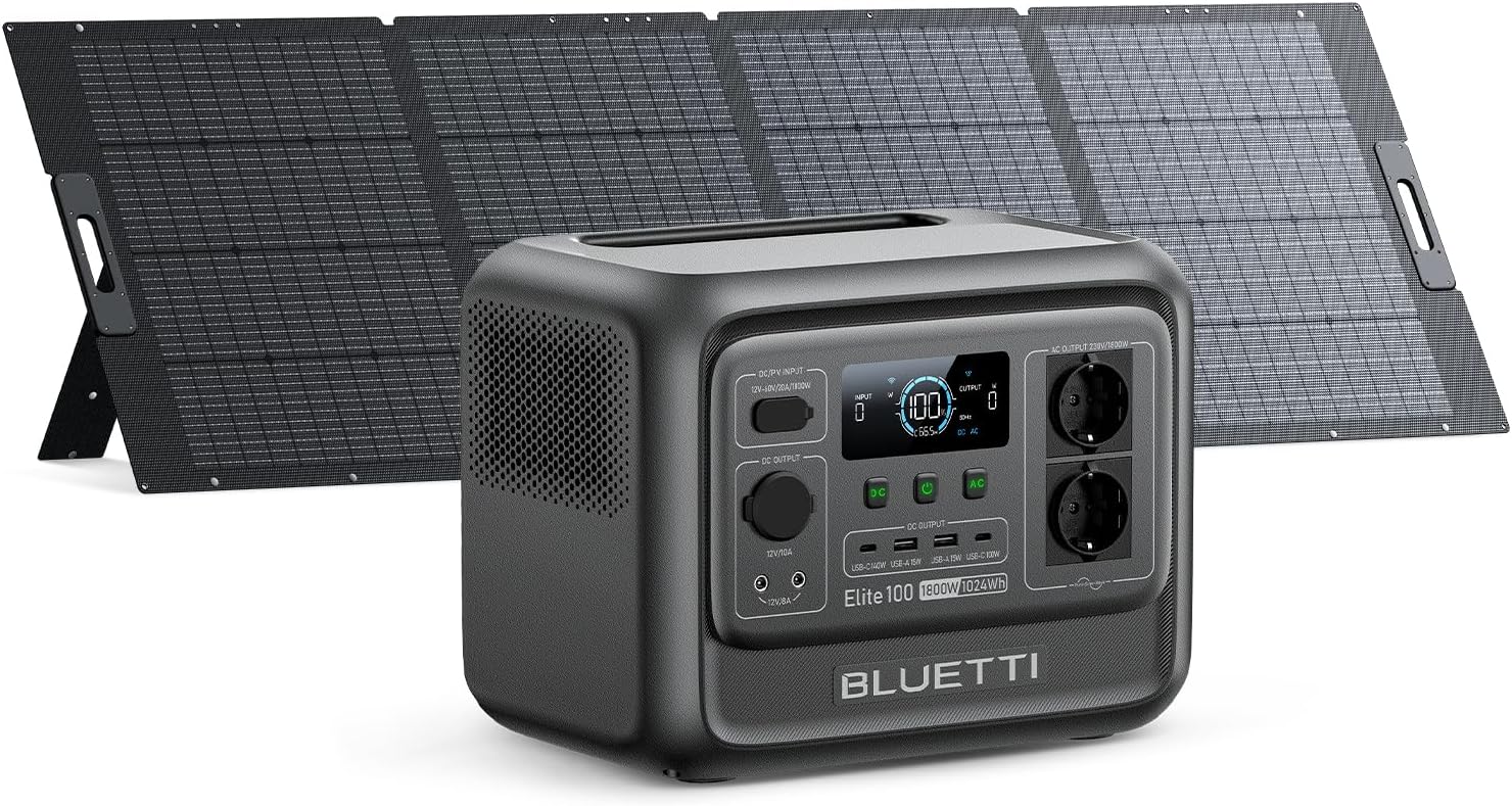 BLUETTI Elite 100 V2 (2025 New) Portable Power Station, LFP 1024Wh Battery, 2 1800W AC Outputs (3600W Peak), 35% Smaller, Power Supply for Camping, Outages, UPS Backup