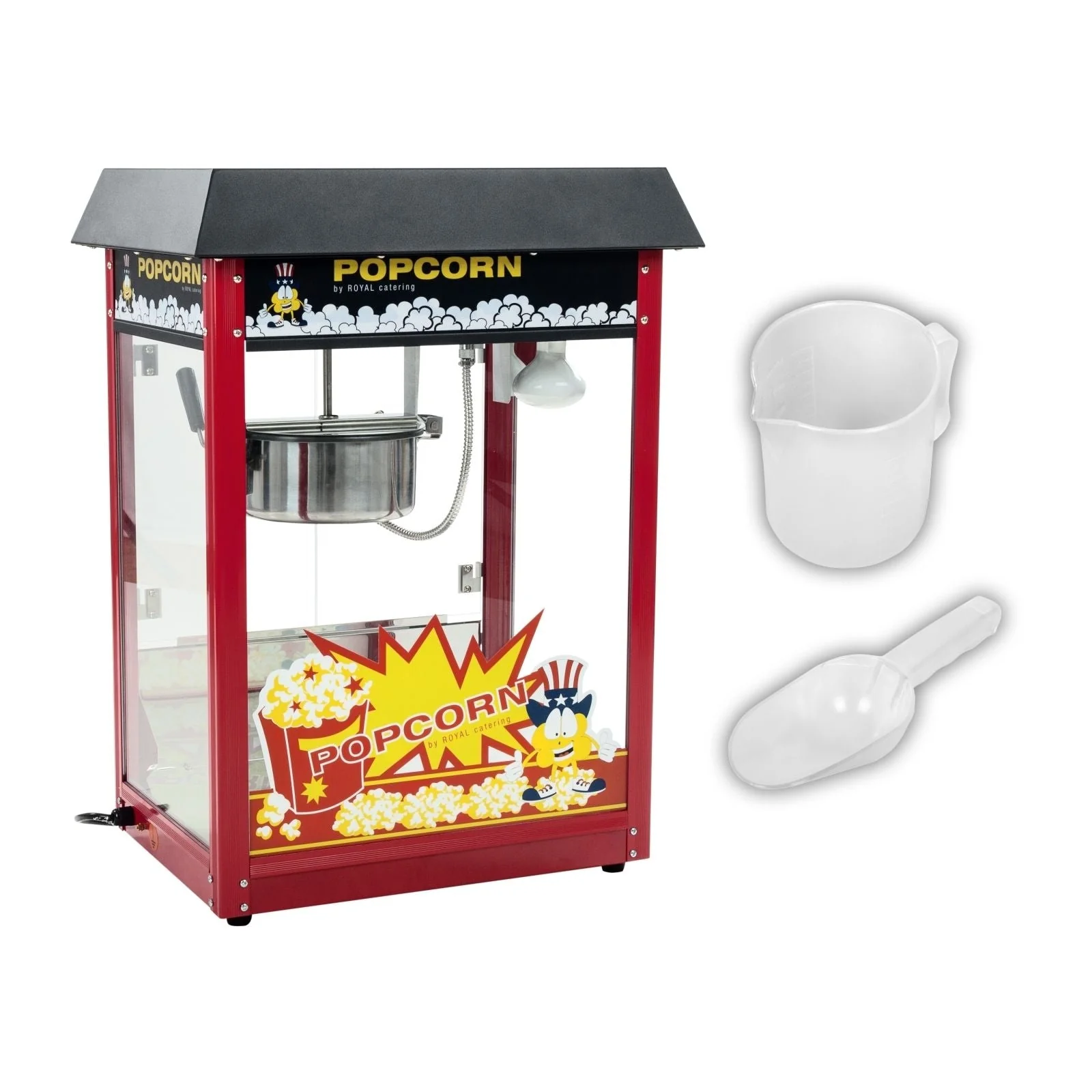 Macchina per Popcorn Professionale Nera – Potenza 1600 W, Alta Capacità