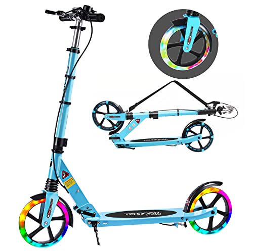 TENBOOM Monopattino per bambini, 10 anni, per adulti, 2 freni, ruote da 200 mm, in alluminio, per bambini, regolabile in altezza : Sport e tempo libero