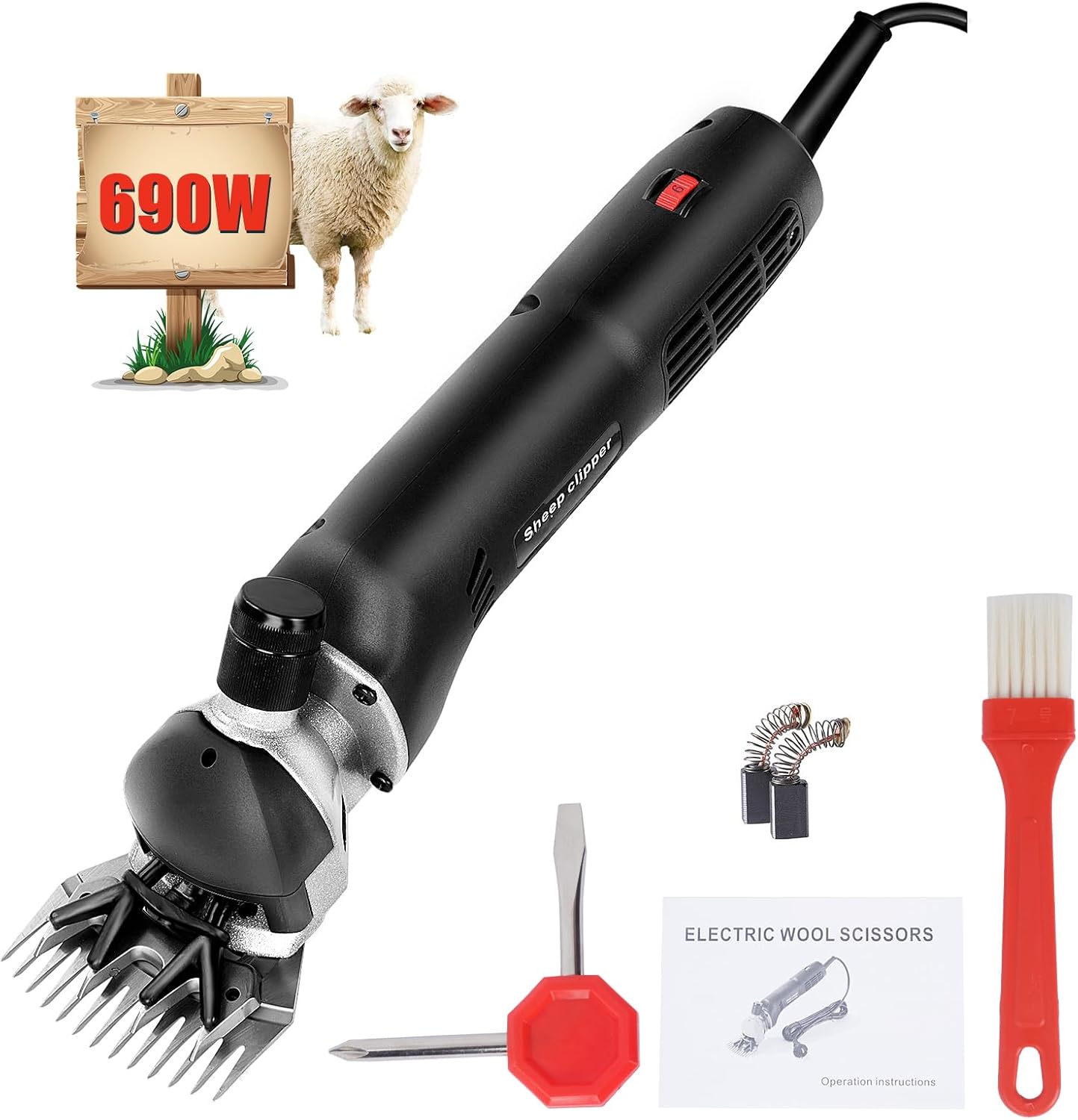 Sinbide 690W Tosatrice Elettrica Professionale per Cavalli, Tosatrice Professionale Tosatura per Pecore Efficiente Risparmio di Lavoro,per Lana di Pecore, Montoni e Capre (Rosso)