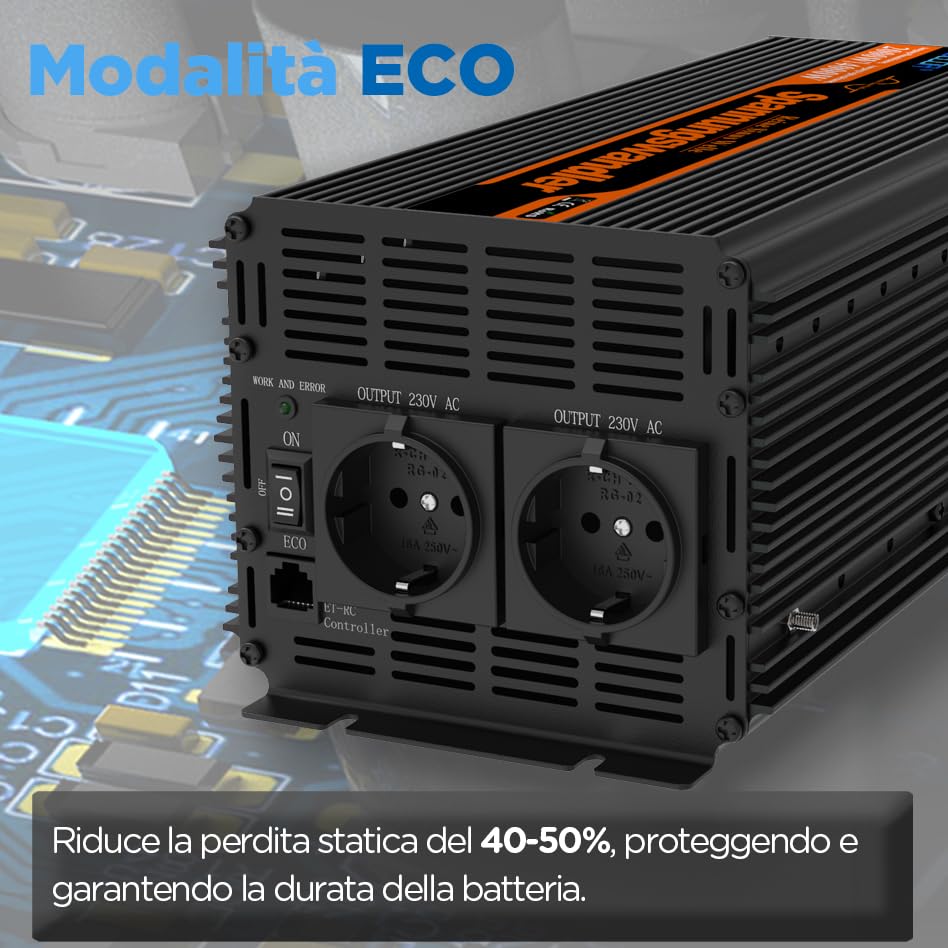 EDECOA Inverter Onda Pura 1500w Invertitore di Potenza 12v 220v/ 230 Trasformatore di Tensione Onda Pura 2X USB Telecomando LCD Power Inverter 1500w e Picco momentaneo 3000w (Nuovo Telecomando) : Amazon.it: Elettronica