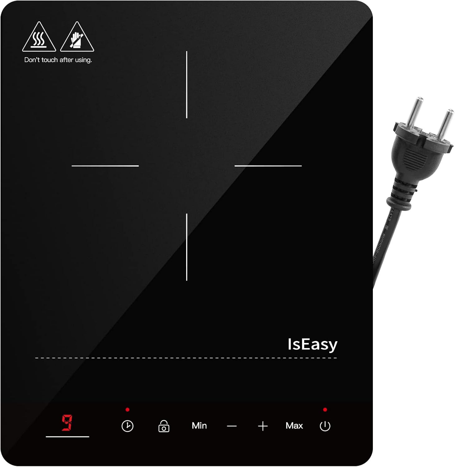 Induction Griddle, Electric Induction Hob with Black Crystal Glass Surface, Ultra-thin Portable Design, Touch Sensor Control and Safety Lock, 2100W