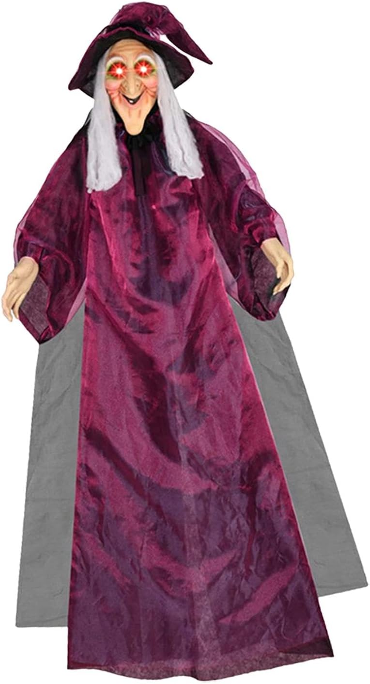 Perfeclan Strega Animata sospesa Decorazione di Halloween Suoni spettrali 70 Pollici a grandezza Naturale Multiuso Casa stregata Prop per labirinti Spaventosi,