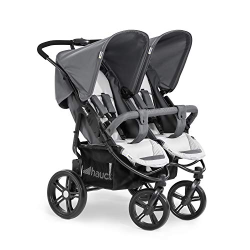 hauck Roadster Duo SLX Passeggino Gemellare   Passeggino Doppio Dalla Nascita Fino a 30 kg, Compatibile con Navicella Morbida 2in1   Pieghevole, Compatto   Grigio, Argento : Amazon.it: Prima infanzia