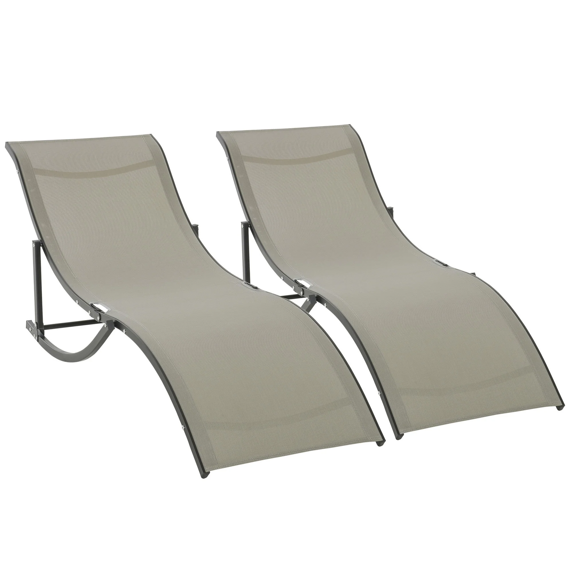 Easycomfort Set 2 Sdraio da Giardino Pieghevoli, Lettino Prendisole in Alluminio e Textilene, 61x165x63cm