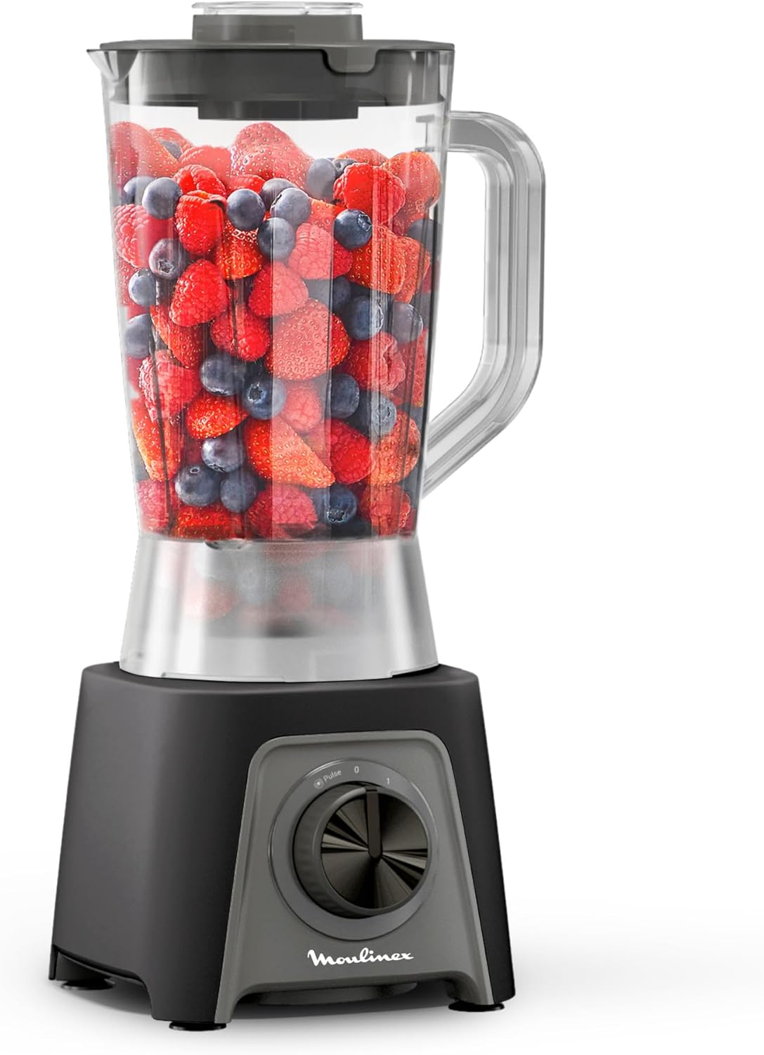 Moulinex Blendeo + Frullatore Elettrico, 450 W, 1.5 L, Tritatutto con 2 Velocità, Funzione Pulse e Tritaghiaccio, Blender Frullato, Etichetta Duraforce e Tappo Dosatore, Bianco, LM2C01
