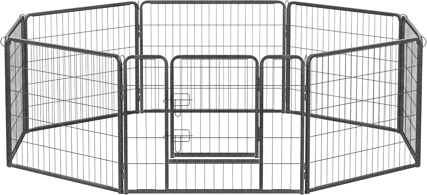 FEANDREA PPK86H Heavy Duty Puppy Playpen Play Whelping Pen, 8 Panels Alternative Black 80 x 60 cm