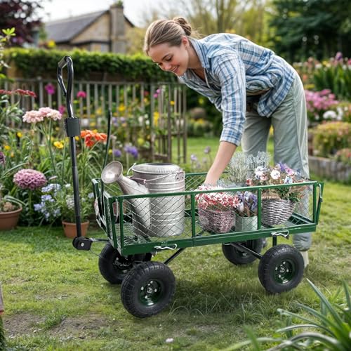 Backyard Expressions   Carrello da giardino pieghevole in acciaio a rete con lati rimovibili e 4 ruote da 25,4 cm (verde) : Amazon.it: Giardino e giardinaggio
