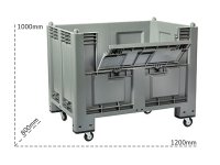 Cassa pallet Carvel 1200x800x1000mm in polipropilene con ruote e portellone, 600lt