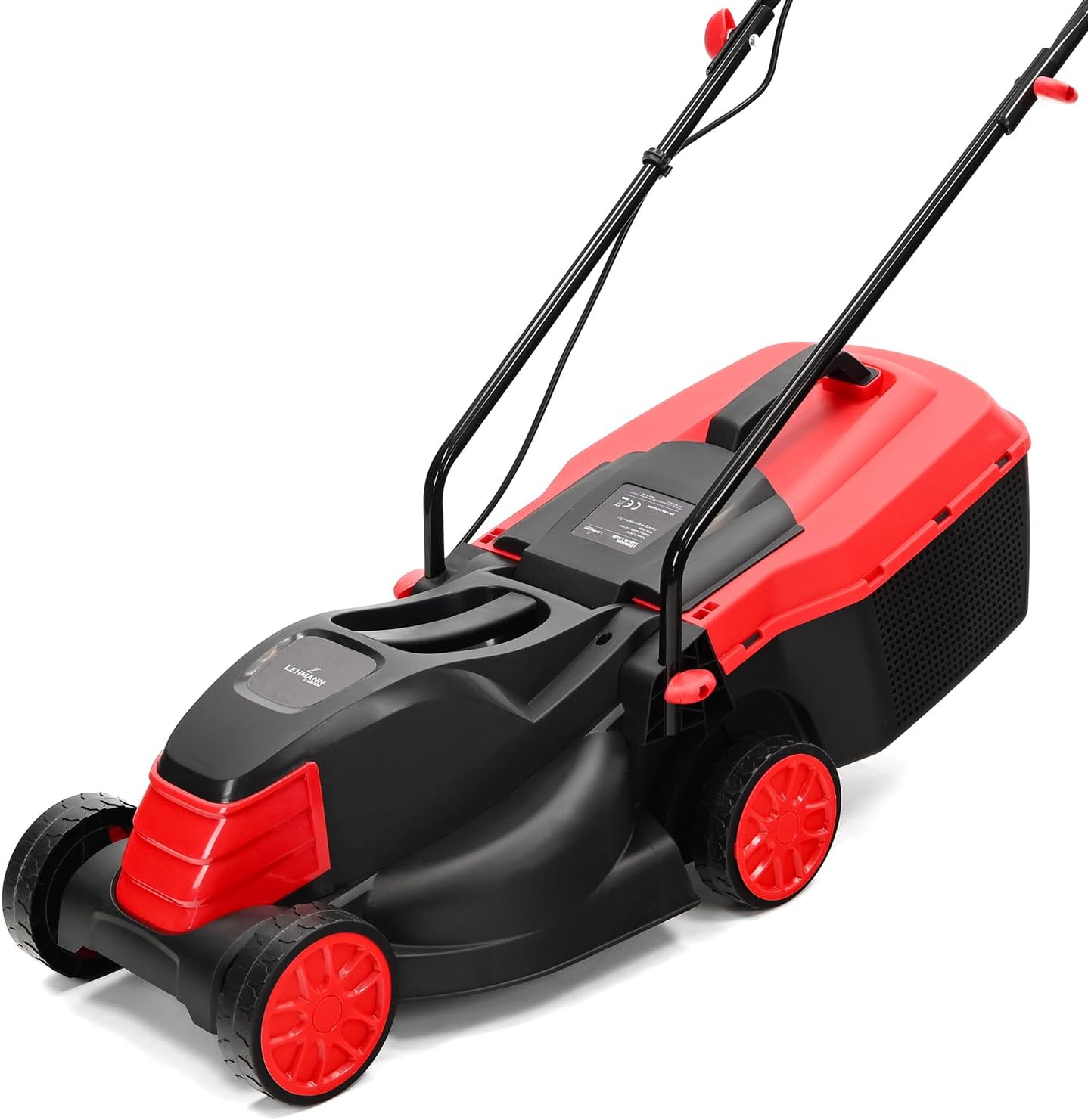 LEHMANN Electric Lawn Mower, 1200 W, Cutting Width 32 cm, Grass Catcher Basket 25 L, 3 Levels Cutting Height Adjustment, 25-65 mm, for Areas up to 500 m2, 3450 RPM