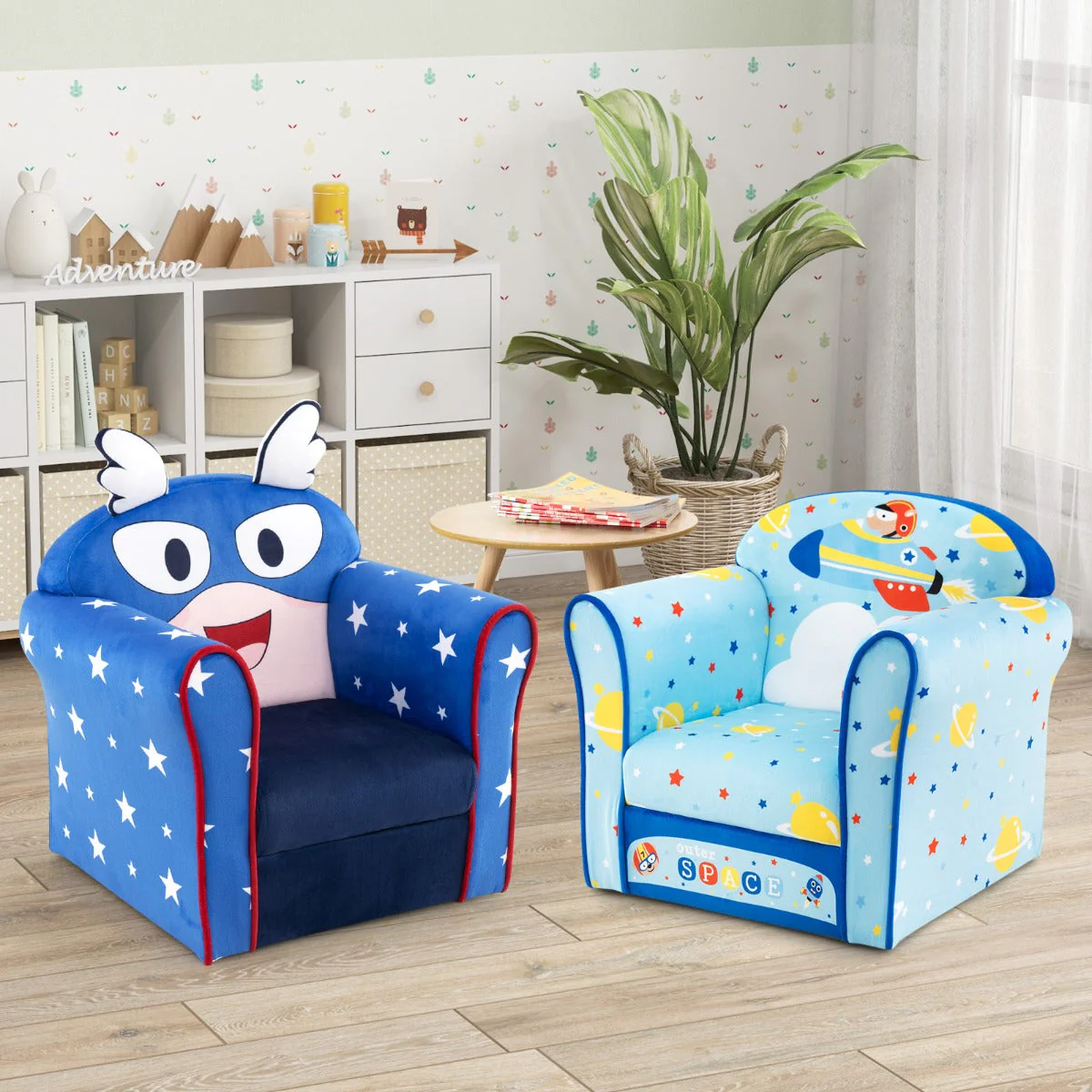 Poltroncina in Velluto con Struttura in Legno e Cuscinetti Antiscivolo per Bambini 0-5 Anni – Design Ali