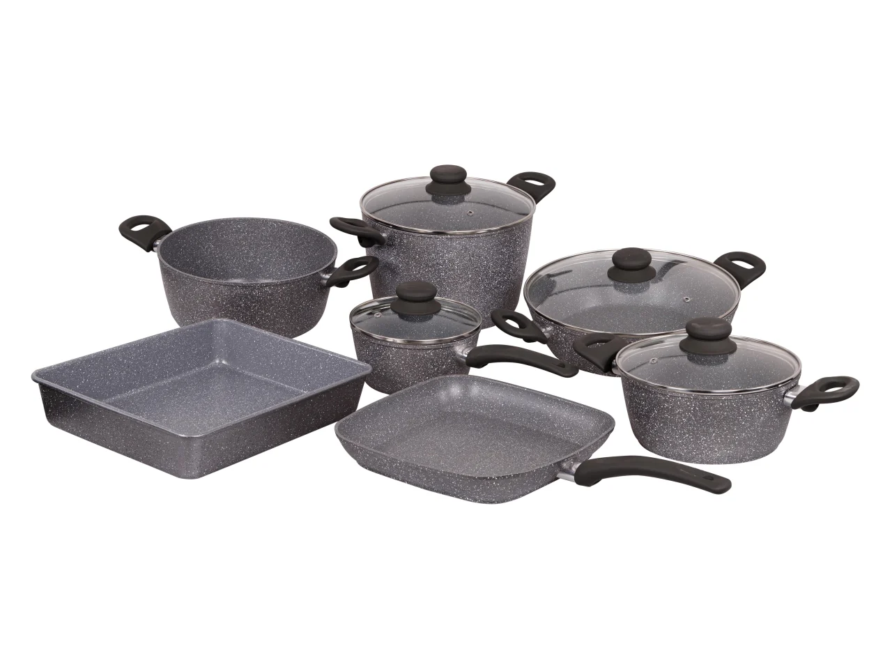 Batteria 11 pezzi silver rock in alluminio forgiato e carbon steel