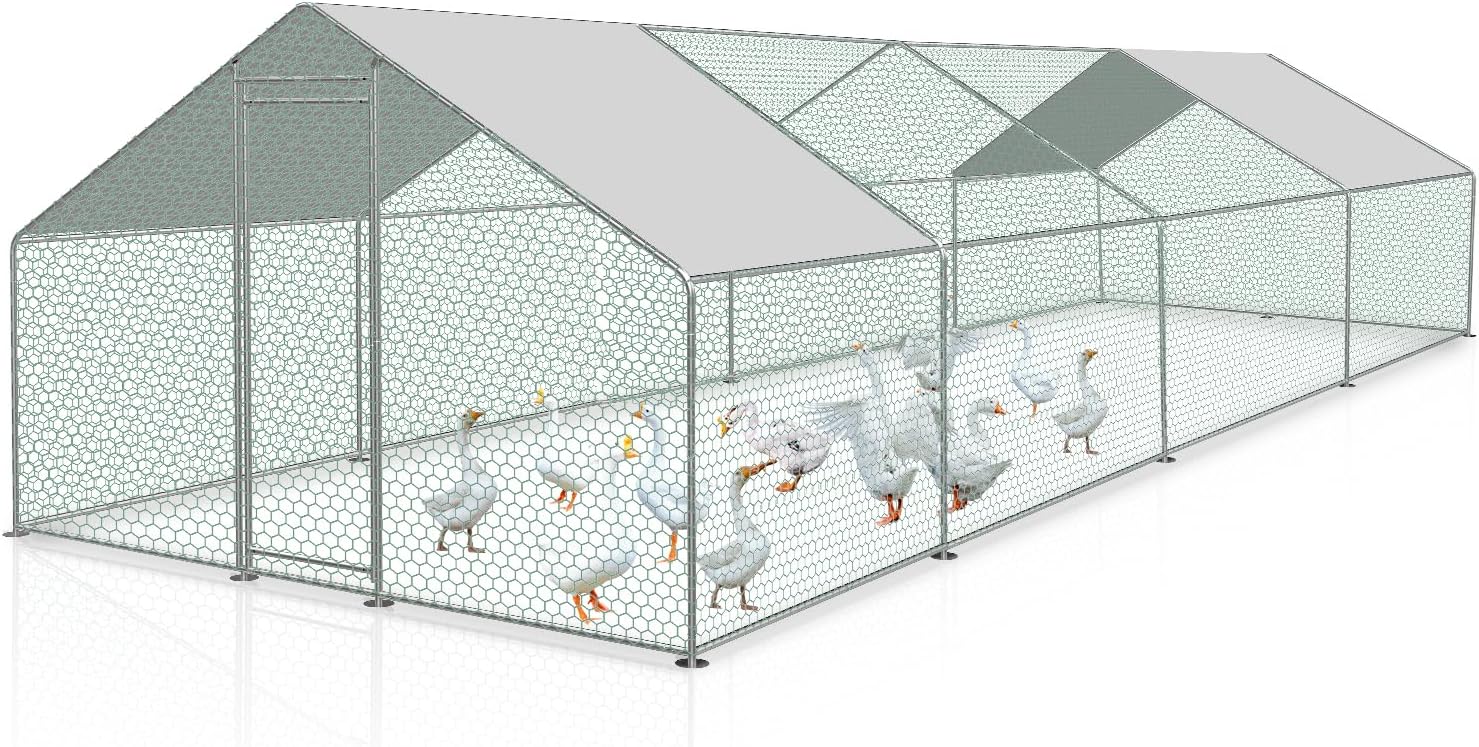 Eulenke 3 x 8 x 2 m, pollaio, pollaio, resistente all'inverno, XXL, galline, voliere – acciaio zincato, materiale impermeabile, con tenda, facile da montare, per attività all'aria aperta
