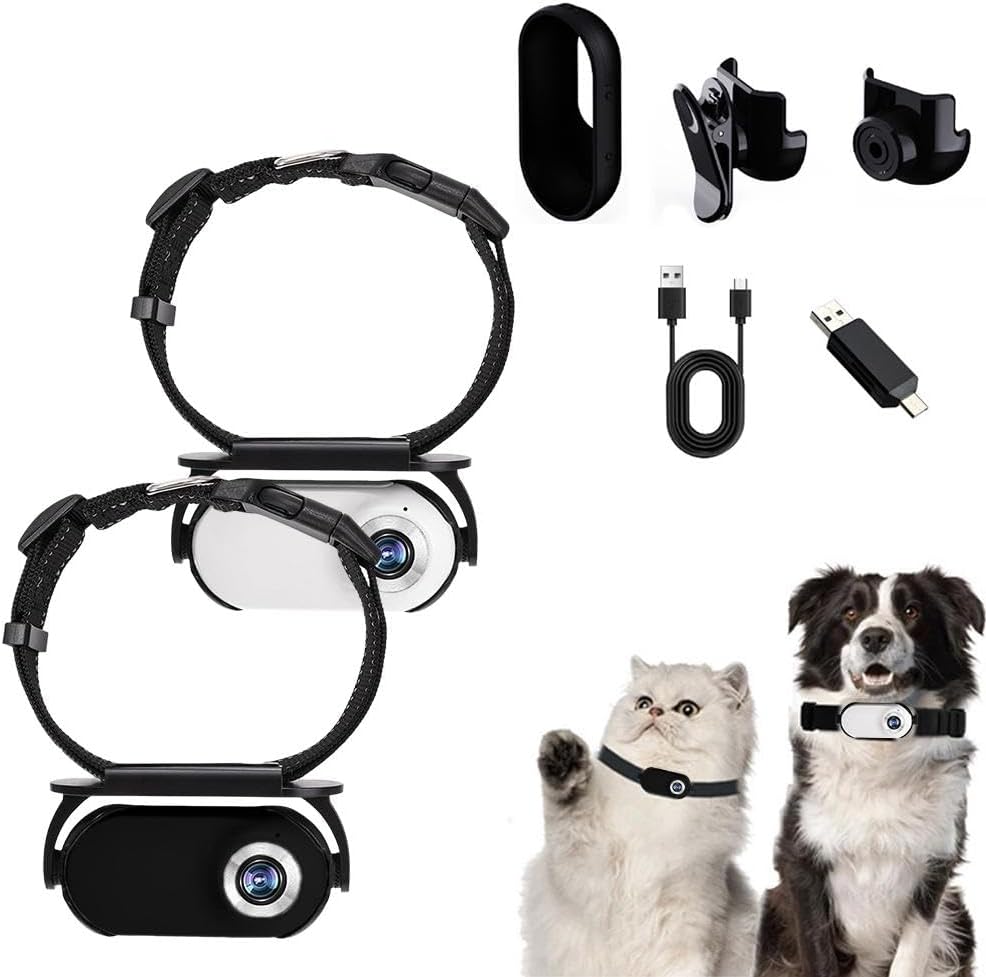 Telecamera 4K per cani/gatti, HD 1080P, mini videocamera per collare per cani, videocamera wireless per cani e gatti, regalo per interni/esterni