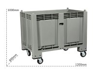 Cassa pallet Carvel 1200x800x1000mm in polipropilene con ruote, 600lt