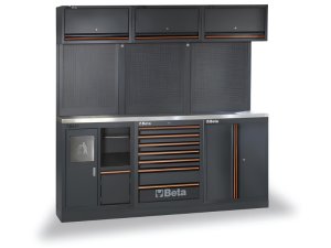 Arredo Beta C45PRO 2.0 AX per officina 2040x645x2000mm con piano di lavoro in acciaio