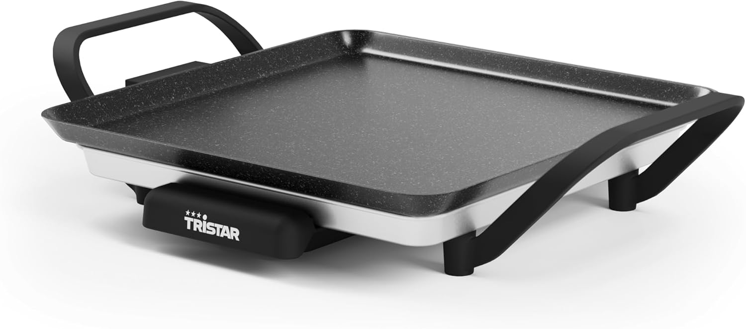 Tristar Griglia da tavolo slim XXL - superficie extra grande di 100 x 22 cm - Termostato regolabile - Rivestimento antiaderente - Vaschetta raccogli grasso removibile - Facile da pulire - BP-2669