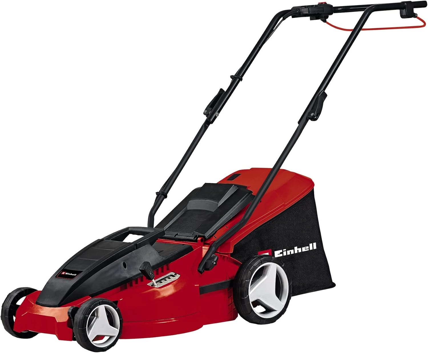 Einhell tosaerba elettrico GC-EM 1600/37 (1.600 W, larghezza di taglio 37 cm, fino a 700 m2, cesto raccoglierba da 38 L, regolazione centrale dell'altezza di taglio da 20 a 60 mm)