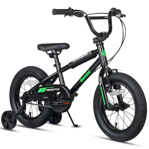 AVASTA 14 Inch Little Kids Bike per 3 4 5 anni ragazzi ragazze Beiginner Riders BMX Style Bike con ruote da allenamento Coaster e freno a V posteriore, nero : Sport e tempo libero