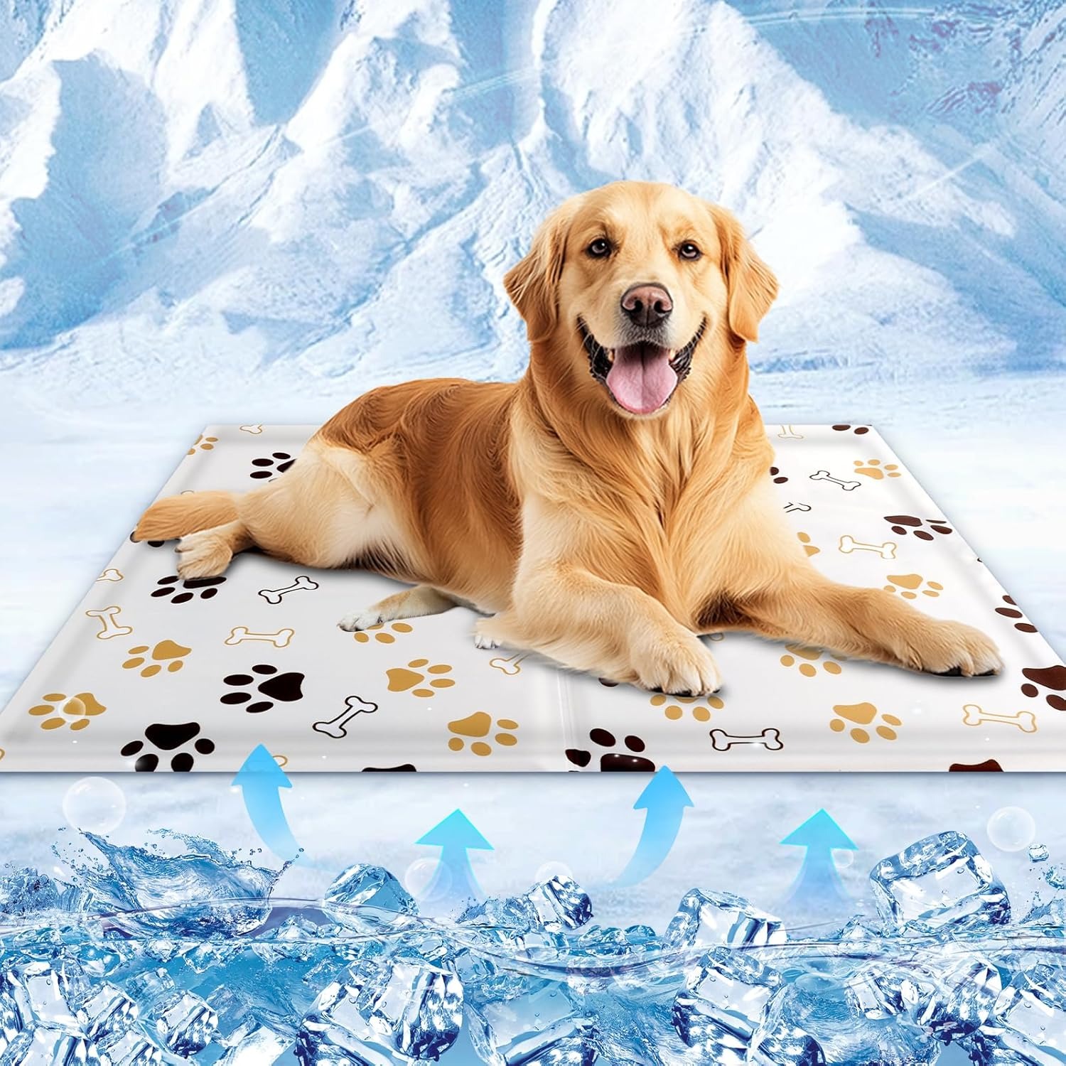 Tappetino Refrigerante Cane 90×60cm, Tappeto Refrigerante Animali Domestici, Tappetini refrigerante cane, Declino Naturale, Elementi Essenziali dell'Estate