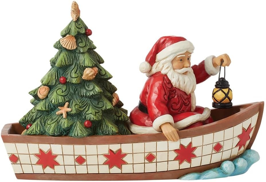 Enesco Heartwood Creek by Jim Shore Statuetta di Babbo Natale in barca con albero