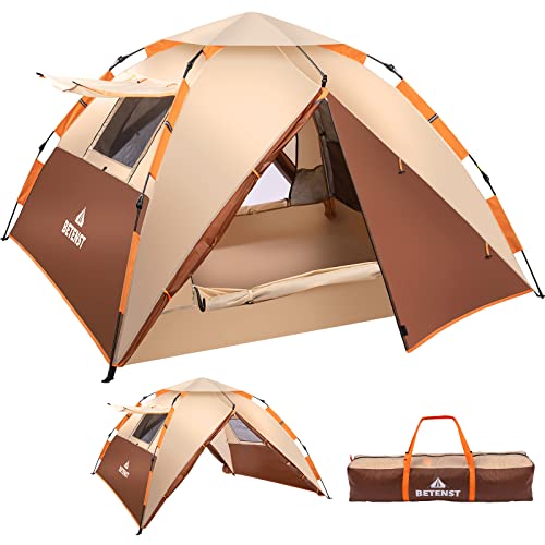 BETENST Tenda da Campeggio, Tenda Pop Up 3 Persone Famiglia Tenda a Cupola Impermeabile Antivento con 2 Porte a Rete, 2 Finestre a Rete, 2 in 1 Doppi Strati per Campeggio Escursioni Zaino in Spalla : Amazon.it: Sport e tempo libero