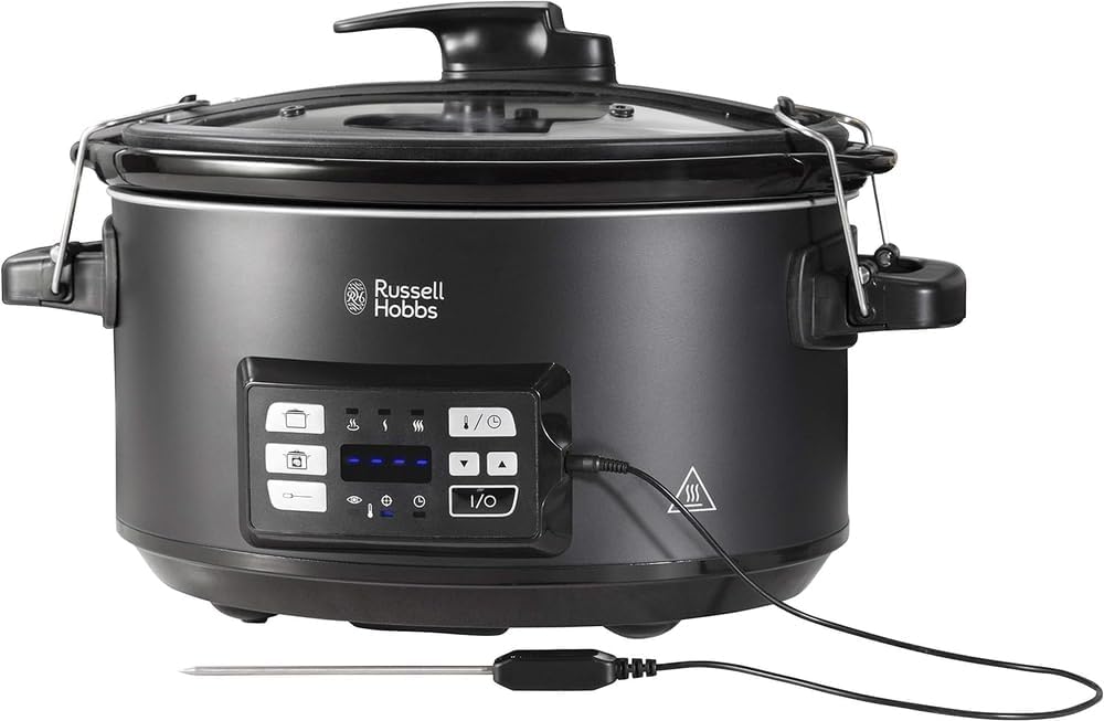 Russell Hobbs Multicooker 3 in 1 - Slow Cooker, Vacuum Cooker, Cooking with Internal Temperature Sensor - Heavy Ceramic Pot 6.5 L; Digital Display with Temperature; 25630-56