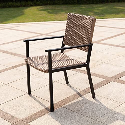 Helios&Hestia Sedia da pranzo per tutte le stagioni in acciaio intrecciato con braccioli per esterni, naturale : Amazon.it: Giardino e giardinaggio