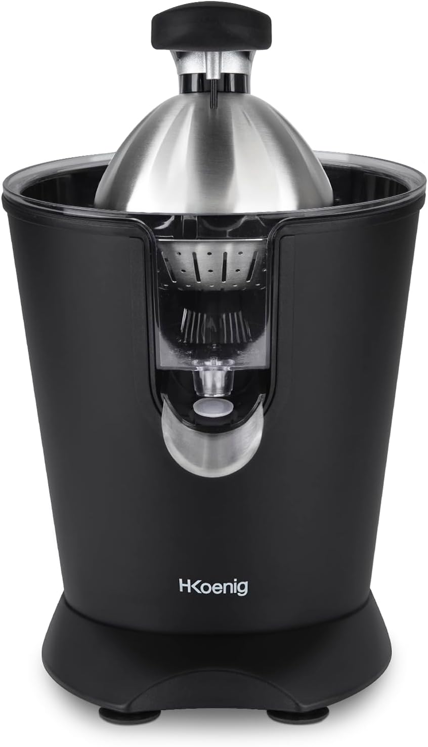H.Koenig Spremiagrumi elettrico professionale a braccio in acciaio inox AGR80, senza BPA, veloce, automatico, silenzioso, potente 160 W, beccuccio antigoccia, 160W