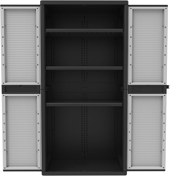 Terry, Jumbo Cab 2900 Qblack, Armadio da Esterno Interno a Due Ante, 3 Ripiani Interni Regolabili. Materiale: Plastica, Dimensioni: 89,7x53,7x180 cm