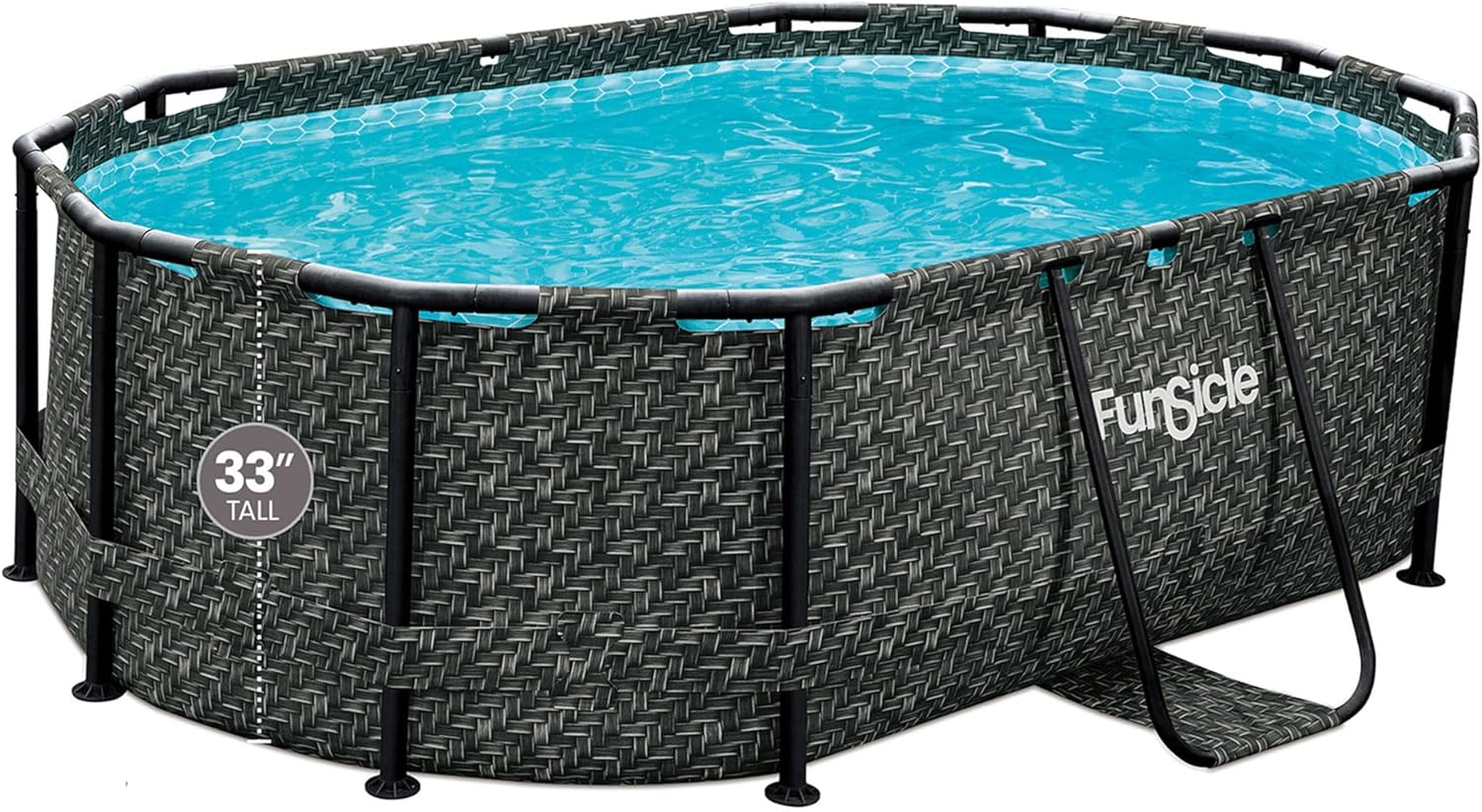 Piscina fuori terra da esterno Oasis Designer Oval Frame da 167 x 98 x 39,5 pollici, set con accessori, grigio scuro a spina di pesce