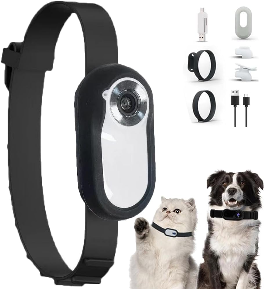 Cat Camera Collar, Dog Collar with HD 1080P Camera, Mini Action Camera for Pets, Pet Monitor, Sports, Cycling, Birthday Gift
