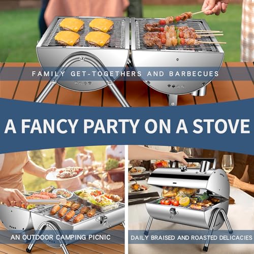 KASEDA Griglia a carbone portatile regolabile in acciaio inossidabile multifunzionale in metallo piccolo barbecue affumicatore per escursioni all'aperto picnic campeggio : Amazon.it: Giardino e giardinaggio