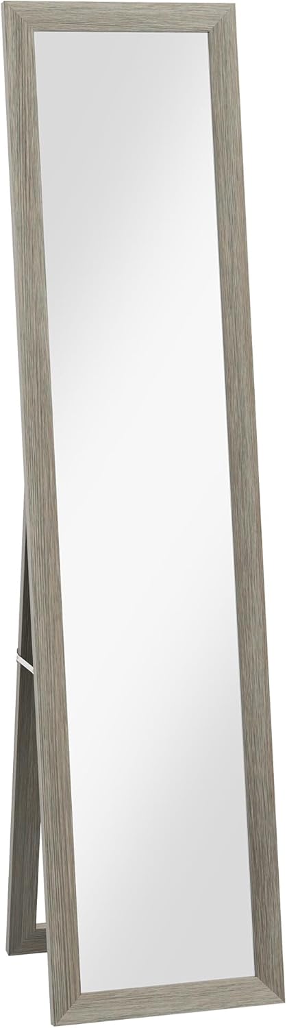 HOMCOM Specchio da Terra con Cornice in MDF con Piedini e Ganci, Specchio Moderno per Utilizzo a Parete, 37x40x155 cm, Bianco e Trasparente