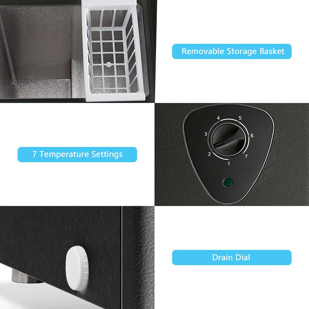 Congelatore a pozzetto Wanai, congelatore profondo da 3,5 cubi con sportello superiore apribile e cestello portaoggetti rimovibile