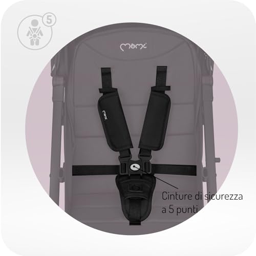 Momi Passeggino MoMi ESTELLE a partire da 6 mesi (fino a 15 kg), pieghevole con cintura di sicurezza a 5 punti, cestino porta spesa e funzione di apertura, manico telescopico per il traino : Amazon.it: Prima infanzia