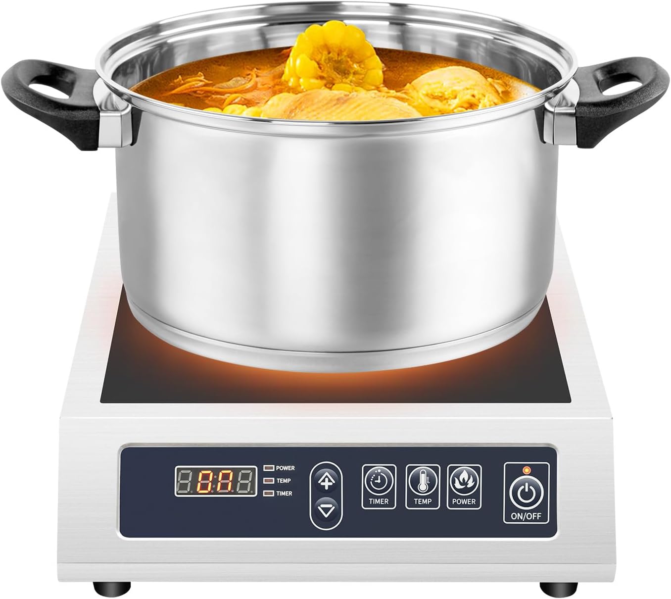 Piastra a Induzione Singolo,Fornello a Induzione Commerciale da 400w a 3500w (da 60掳C a 300掳C),10 Livelli di Potenza,Diametro max di 30 Cm,Display Led,Professional Piano Cottura a Induzione