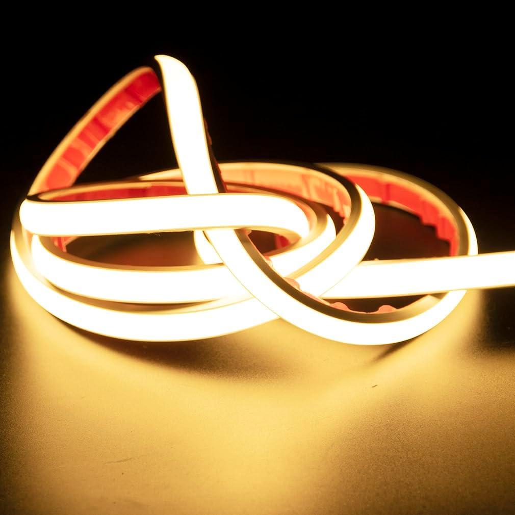 pcning Striscia LED COB Adesiva 1 Metro Luce Calda, 1M 15 Watt LED Strip Light IP67 Impermeabile con Spina 3000K Bianco Caldo (Bianco Caldo, 1)