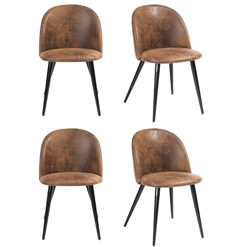 FurnitureR Set di 4 sedie da Cucina Vintage in Finta Pelle Scamosciata con Schienale in Conchiglia, Gambe in Metallo Nero, per Sale di ricevimento, camere da Letto, caffè, 56 x 49 x 77cm, 4 unità : Amazon.it: Casa e cucina