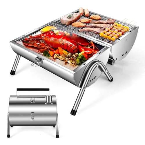 KASEDA Griglia a carbone portatile regolabile in acciaio inossidabile multifunzionale in metallo piccolo barbecue affumicatore per escursioni all'aperto picnic campeggio : Amazon.it: Giardino e giardinaggio