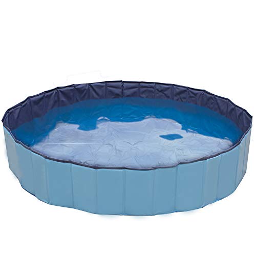 Croci Piscina per Cani   Forma Circolare, Resistente con Pareti Rinforzate, Pieghevole e Salvaspazio, 160x160x30 Cm : Casa e cucina